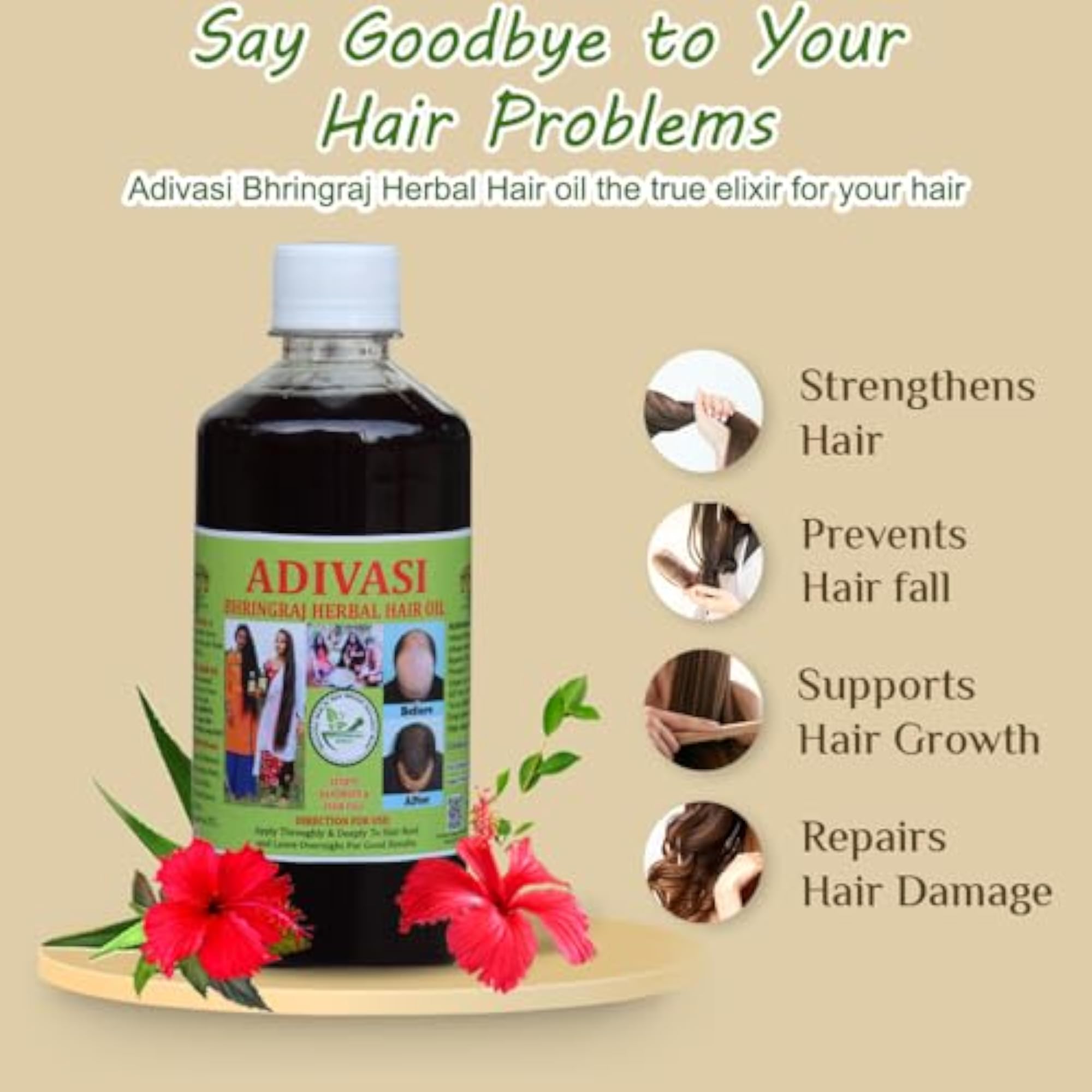 Adivasi Bhringraj Herbal Hair Oil - 100% Natural